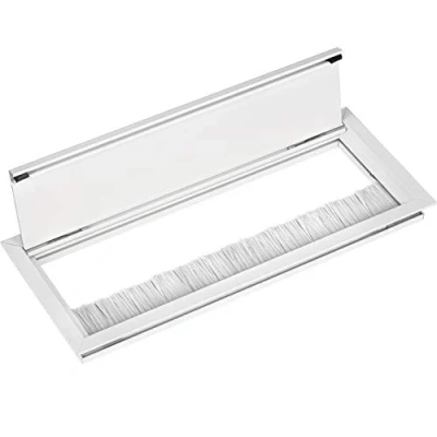 Image de Gedotec Passe câble rectangulaire Joint à Brosse Exit G11 ECO Passage de Bureau Boîte en Aluminium encastrée 320 x 100 mm 1 pièce Sortie