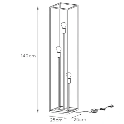 Image de Lucide Lampadaire Arthur avec cadre métal, à trois lampes