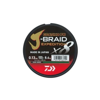 Image de Daiwa J Braid Expedition X8E Dark Green 0.06mm/5.2kg (150m) Tresse pêche