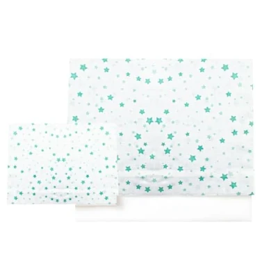 Image de various Parure de lit pour bébé 60 x 120 cm, linge lit, 100 % coton extra doux, fabriqué en Europe, (dessous + drap taie d&#039;oreiller) Imprimé étoile Vert/blanc