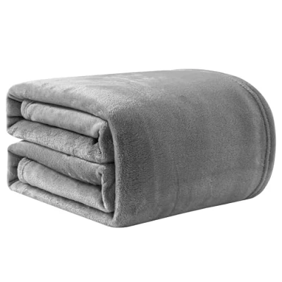 Image de Good Nite Couvertures et Plaids Gris 130x150cm Couverture en Flanelle, Chaude de Canapé, Jete lit, utilisable des Deux côtés