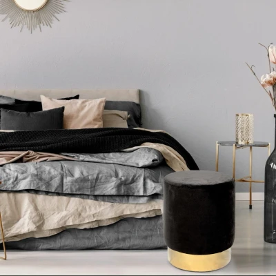 Image de Menzzo Jona Poufs et Bancs, Velours, Noir, Taille Unique