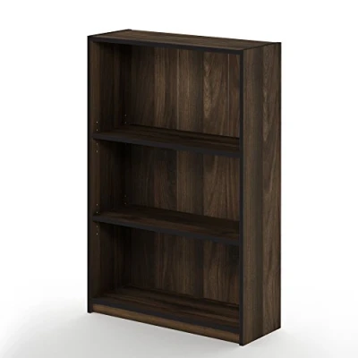 Image de Furinno Jaya Simple Home Bibliothèque à 3 Niveaux Tablette Réglable, Noyer, Columbia Walnut, One Size