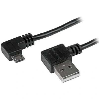 Image de StarTech.com Câble USB A vers Micro B de 2 m avec connecteurs coudés à angle droit Cordon M/M Noir (USB2AUB2RA2M)