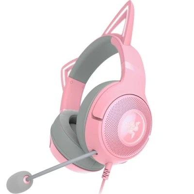 Image de Razer Kraken Kitty V2 Casque Filaire RGB avec Oreilles de Chat (Eclairage Réactif Stream, Micro Cardioïde HyperClear, Transducteurs Triforce 40mm, Son Surround 7.1) Rose Quartz