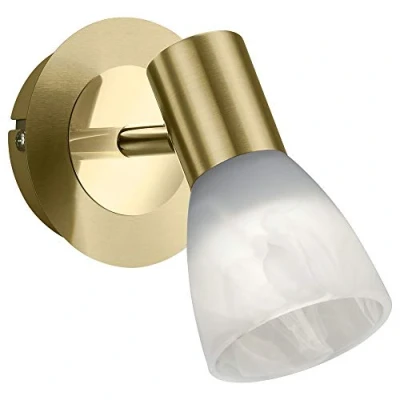 Image de TRIO, Spot, Levisto incl. 4 x LED,E14,5,0 Watt,3000K,470 Lm. Verre, Albâtre, Corps: metal, Laiton mat L:88,0cm, L:11,0cm, H:19,0cm IP20,Pivotant