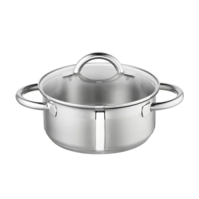 Image de Schulte Ufer 65009 20 Loop Casserole en acier inoxydable avec couvercle verre Argenté cm