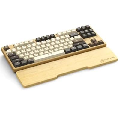 Image de Attack Shark Repose Poignet en Bambou 87 Touches,Support de clavier Ergonomique pour un Confort Jeu Frappe Amélioré,Sensation Bois,Antidérapant, silencieux à TKL
