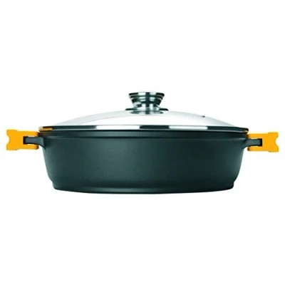 Image de IBILI Sauteuse Evolution en fonte d’aluminium, couvercle verre et poignées silicone, 24 cm, Antiadhésif, Compatible avec l’induction