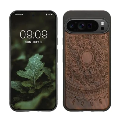 Image de kwmobile Housse Compatible avec Google Pixel 9 Pro XL Coque Étui de Protection Rigide Antichoc Cadre en TPU Brun foncé