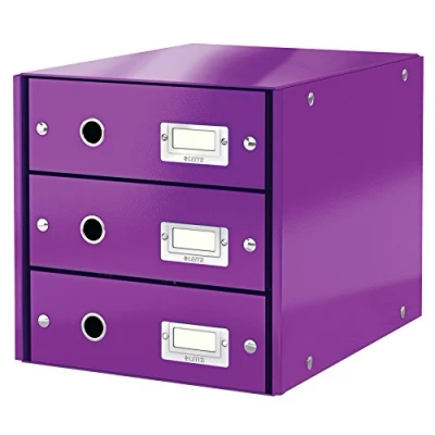 Image de Leitz Wow Click &amp; Store 60480062 Bloc de Classement à 3 Tiroirs A4 Violet