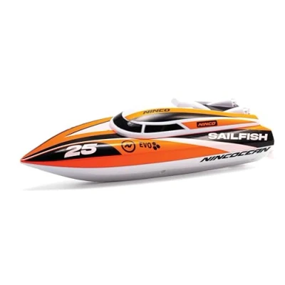 Image de NincOcean Sailfish : Bateau télécommandé avec Virage Grand Angle et 2 Moteurs. Emetteur 2.4 GHz. Dimensions 24 x 9 8 cm Naviguez sur Les eaux Cette bête Aquatique. Dès 6 Ans (NH99036)