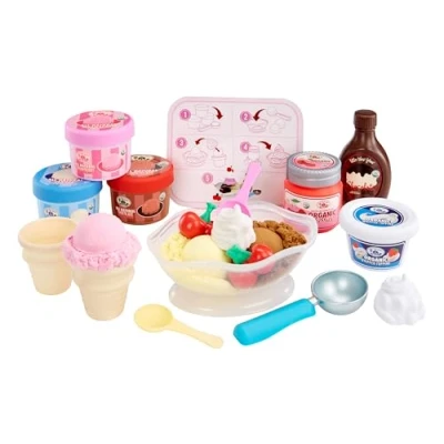 Image de Little Tikes Creative Chefs Ice Cream Kit avec Sable Spécial Make It ! Mix, 17 Accessoires, Ensemble de Jeu Réaliste, pour Garçons et Filles 3 Ans Plus, Non Comestible
