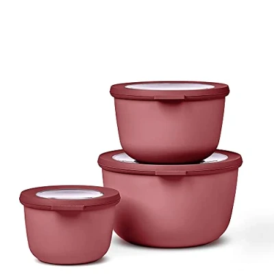 Image de Mepal Ensemble de 3 Bols Multifonctions Cirqula Rond Boîtes Conservation Alimentaire avec Couvercle Convient pour le Réfrigérateur, Micro ondes &amp; Congélateur 500, 1000, 2000 ml Vivid mauve