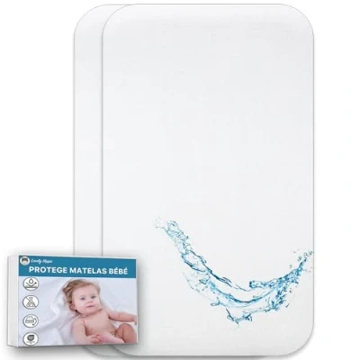 Image de Lovely Hippo Alèse Cododo 100% Imperméable Oeko Tex Protège Matelas Absorbant et Respirant pour Bébé sans Traitement (55 x 90 cm (Set de 2))