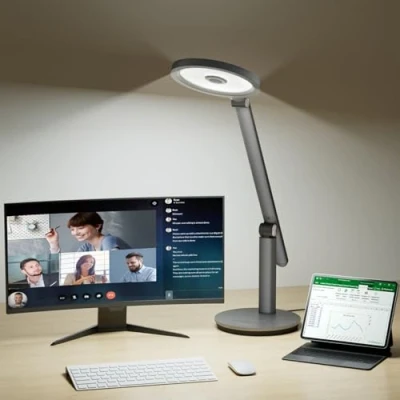 Image de Honeywell Home Office Lampe de Bureau H6 Sunturalux™ Eye Guard LED Gradation Automatique, Mémoire et Minuterie, Max 18w / 800lm, 2700k 5000k, à 7 Niveaux Recherche en Lecture (Noir)