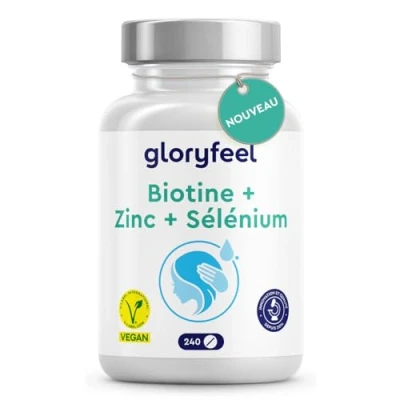 Image de Biotine pour Cheveux et Barbe Extra Fort, Zinc 10mg, Sélénium 55 μg &amp; Vitamine B7, Favorise la Repousse des Cheveux, Peau Ongles, 240 Comprimés, Vegan Sans Additifs, Femmes Hommes