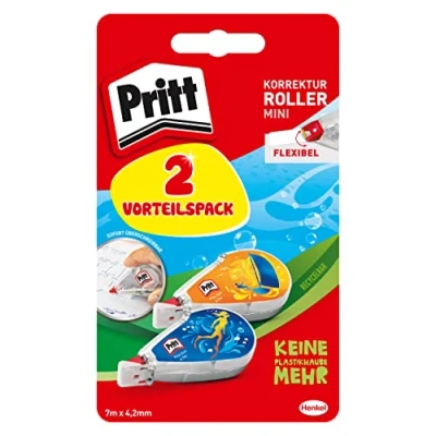 Image de Pritt Kit de correction Flex Design Mini Format Ruban correcteur qualité supérieure avec pointe flexible, largeur bande : 4,2 mm, longueur du bracelet 7 m, 9H PRB22