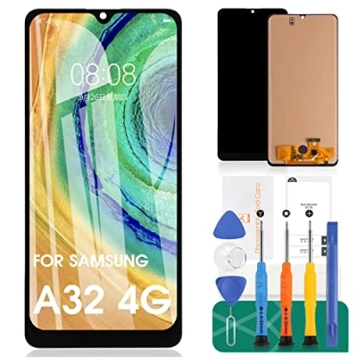 Image de SRJTEK pour Samsung Galaxy A32 4G écran de remplacement LCD A325 Display SM A325F Assemblée tactile avec outils (noir, INCELL)