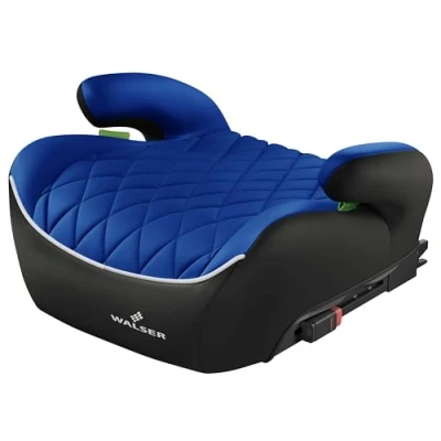 Image de WALSER Premium rehausseur de siège pour enfants voiture ISOFIX, enfant 125 150 cm, Andy dernière norme 2024 ECE R 129 noir/bleu