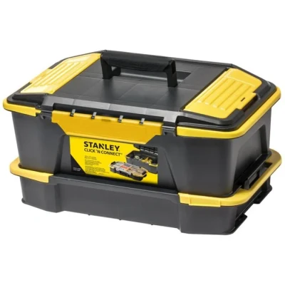 Image de Stanley Stst1 71962 Kit Boîte À Outils Avec Organiseur Empilable Attaches Latérales Système Click &amp; Connect Longueur 50 Cm Loquet D&#039;Ouverture Et De Fermeture Double Accès Sur La Boite