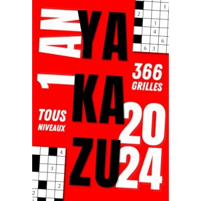 Image de yakazu 2024, 1 grille par jour : 366 grilles de pour adulte, 4 niveaux difficulté, format moyen