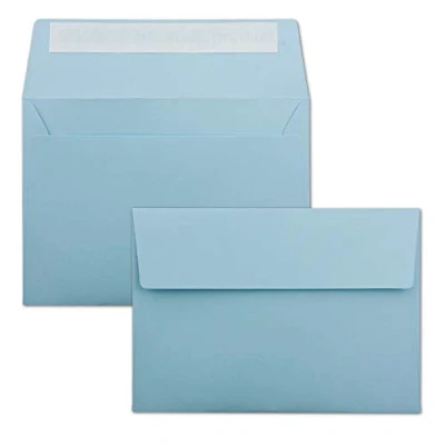 Image de 25x enveloppes C6 couleur: bleu clair 11,4 x 16,2 cm fermeture: Auto adhésive avec Bande Détachable pour papier A4, A5, A6 et invitations lettres