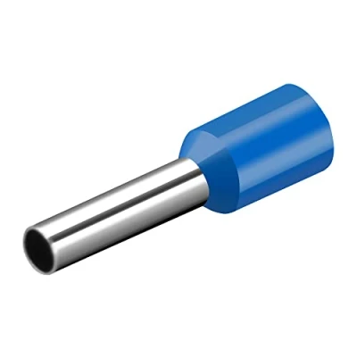 Image de Heschen Cord End terminal E2510 AWG 14/2,5 mm², fil de cuivre connecteur à sertir, vinyle isolée, Bleu, Lot 1000