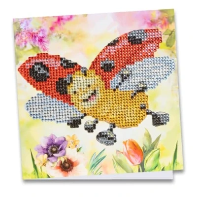 Image de Ideen mit Herz, Carte de voeux Diamond Painting, édition strass, 16 x cm, 370 g/m², y compris enveloppe et outils (coccinelle Lucky Lo)