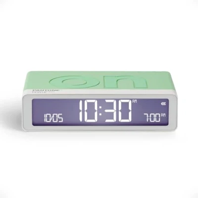 Image de Lexon Flip Classic réveil Matin Lumineux, réversible avec Faces on Off et Fonction Snooze, à écran LCD Lumière Tactile, Rechargeable par USB C Menthe Glossy