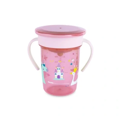 Image de Miniland Gobelet d’Apprentissage Antifuite 360º pour Bébé, avec Poignées et Couvercle, Compatible Lave Vaisselle, Sans BPA, 270ml (Fantasy)