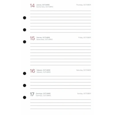 Image de Miquelrius Rechange Agenda annuel 2024 intégral, semaine vue horizontale, taille active 117 x 182 mm, espagnol, portugais et anglais