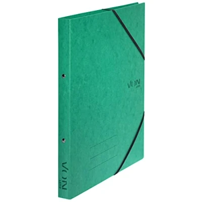 Image de VON Leitz 30120055 Lot de 5 classeurs à anneaux en carton avec 2 et fermeture élastique Largeur dos 25 mm Capacité 140 feuilles Vert Format A4