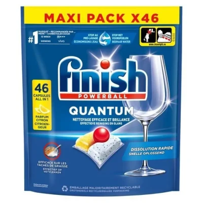 Image de Finish Quantum Pastilles Lave Vaisselle All in One Parfum Citron 46 Tablettes