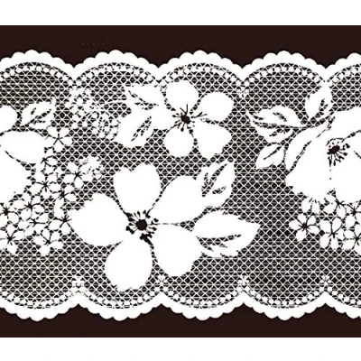 Image de Dundee Deco MGAZB6004 Frise de papier Peint, Murale, Bordure peint autoadhésif autocollant pour fenêtre, mur Motif floral Blanc 10 m x cm