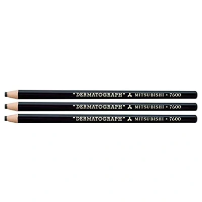 Image de UNI BALL Lot de 6 Crayons gras DERMATOGRAPH 7600 Multi support Taille facilitée Noir