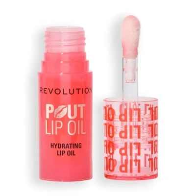 Image de Revolution, Huile à Lèvres Pout Nourrissante Teintée pour une Brillance Éclatante et un Fini Non Collant, Végan &amp; Sans Cruauté, Pêche Juteuse, 4 ml