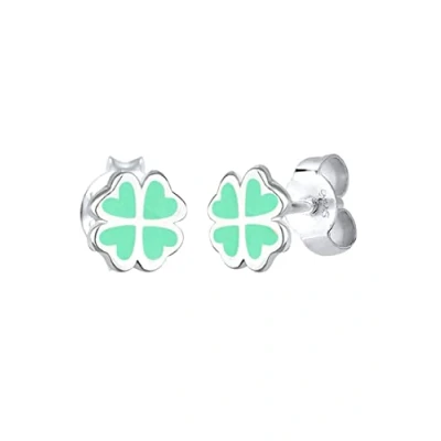 Image de Elli Kleeblatt GLÜCKS Emaille Boucles d&#039;oreilles pour enfants, Taille: One Size, Silber
