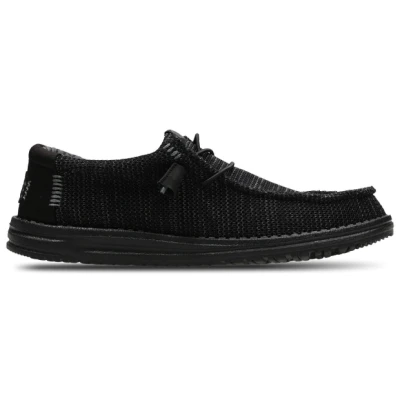 Image de HEYDUDE Wally Waxed Canvas Chaussures pour Hommes Baskets avec Semelles Confortables Style Mocassin, Navy, 40