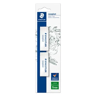 Image de Staedtler Rasoplast 526 B Blister 2 Gommes Blanches Sans Latex B20