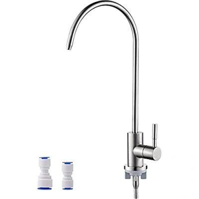 Image de Ibergrif M22301A, Robinet Cuisine d&#039;Eau Potable, de en Acier Inoxydable, Pivotant à 360, Osmose Inverse avec 4 Adaptateurs Robinet, Sans Plomb, Argent Brossé