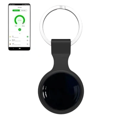 Image de EMEBAY Traceur Bluetooth Localisateurs D’Objets, Traqueur Sonore Compatible avec Android et iOS, Tracker Anti Perte Porte Clés, pour Clés Portefeuilles Valises Sacs Plus Noir