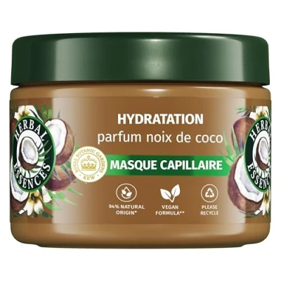 Image de Herbal Essences Hydratation Masque Parfum Noix de Coco 500ml Cheveux Abîmés, Aide à Nourrir et Lisser, pour des Doux, Ingrédients d&#039;Origine Naturelle, Végan Non Testé sur les Animaux