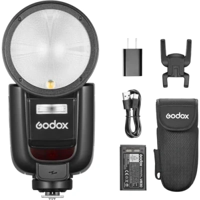 Image de Godox V1Pro S Flash pour Sony, avec Détachable SU 1, V1 Pro Charge par Type C, 1/8000s HSS TTL Speedlight 2.4G sans Fil Photographie/Mariage/Paysage