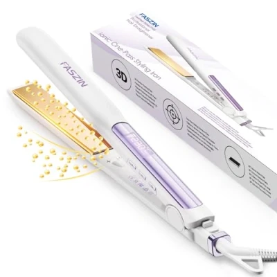 Image de Faszin Lisseur Cheveux, Plaques en Titane Lisse, Chauffe Rapide 20S, Fer à Lisser Ionique Protect, Écran LCD, Voltage Universel, Boucleur Cheveux 2 1 (Blanc nacré)