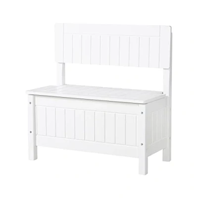 Image de roba Banc Coffre à Jouets pour Enfant en Bois de Rangement Fermeture Douce Blanc