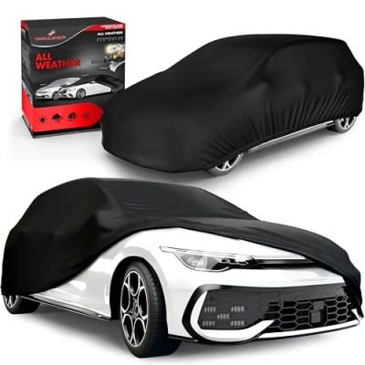 Image de WALSER Bâche de Protection pour Voiture All Weather, 100% imperméable, Housse Complet Taille 2 Noir