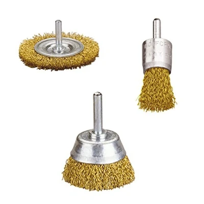 Image de wolfcraft 2739000 Lot de 3 Brosses en Laiton queue ronde Ø 6 mm Vert