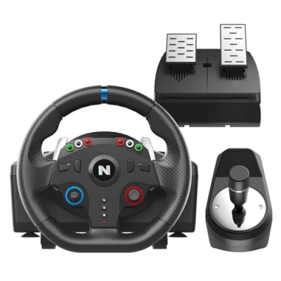Image de NITHO Drive Pro ONE Competition Volant de Compétition avec Levier vitesses et Pédales, Course à 270 Degrés Zone Morte Zéro, Simulateur Conduite Uniquement pour Windows PC