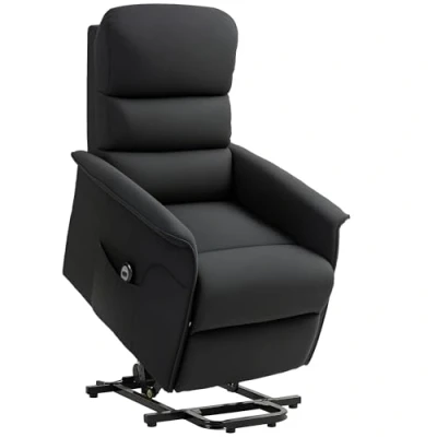 Image de HOMCOM Fauteuil releveur électrique, Relax électrique avec Repose Pied, Dossier inclinable, télécommande, Pochette, Tissu de Lin Respirant, Noir